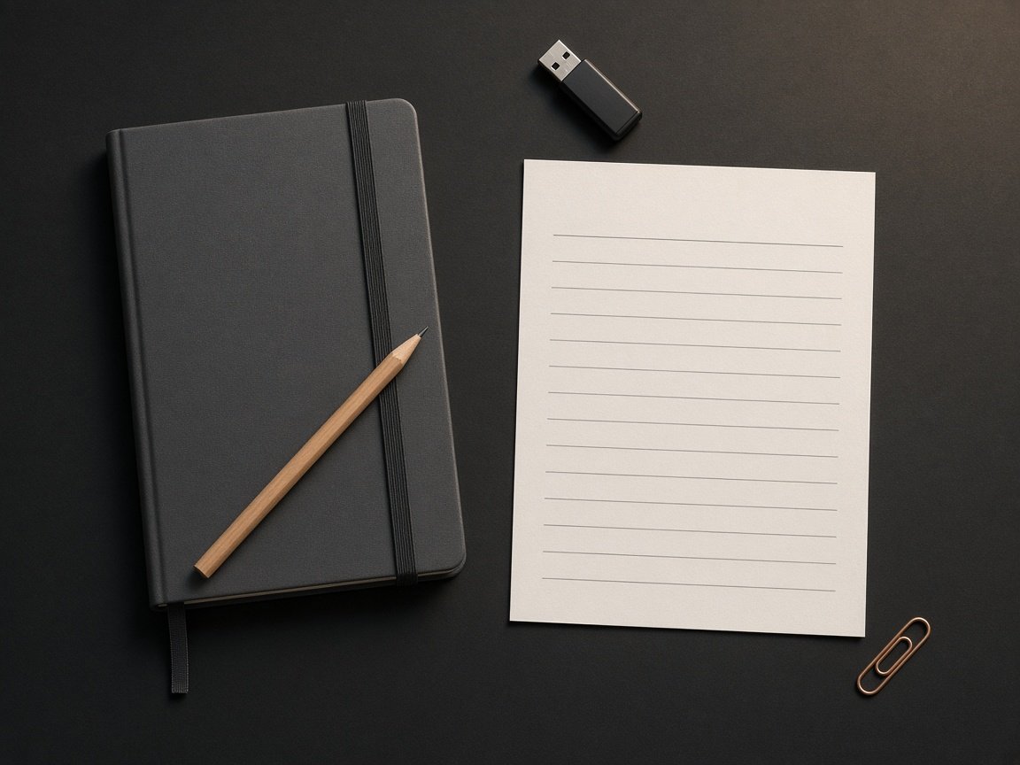 Course notebook, pencil, and study materials on a desk